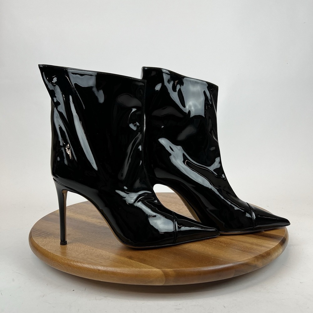 Womens Alexandre Vauthier Black‎ Patent Leather Heeled Ankle Boots Size EU 37.5